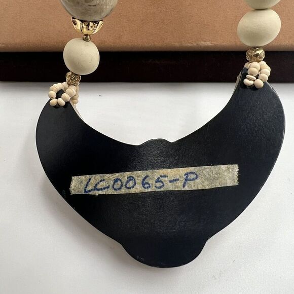 Handmade ~20" Quartz Granite Stone Gold Tone Statement Necklace And Earrings Vtg - Picture 8 of 14